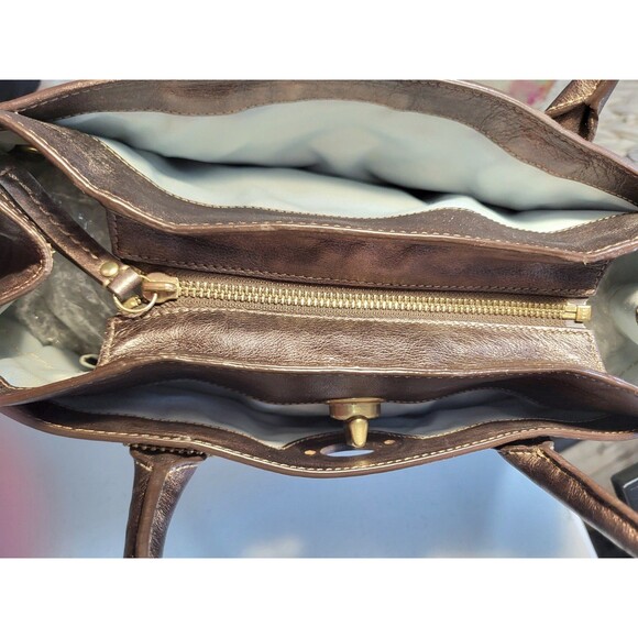 COACH 14282 bronze Madeline double handledl metaillic leather Satchel handbag - Picture 8 of 15